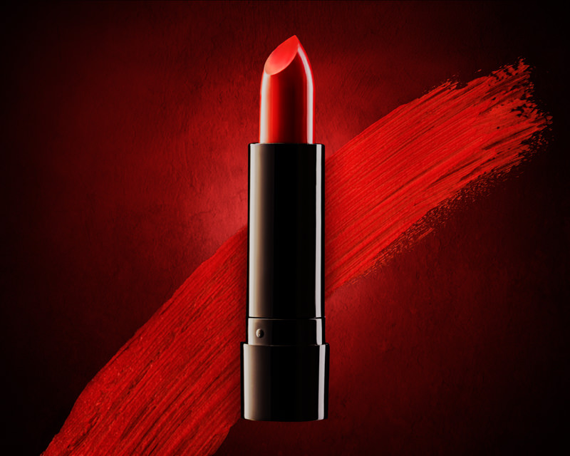 Creative Product Photography - Red Lipstick with smear & textured background